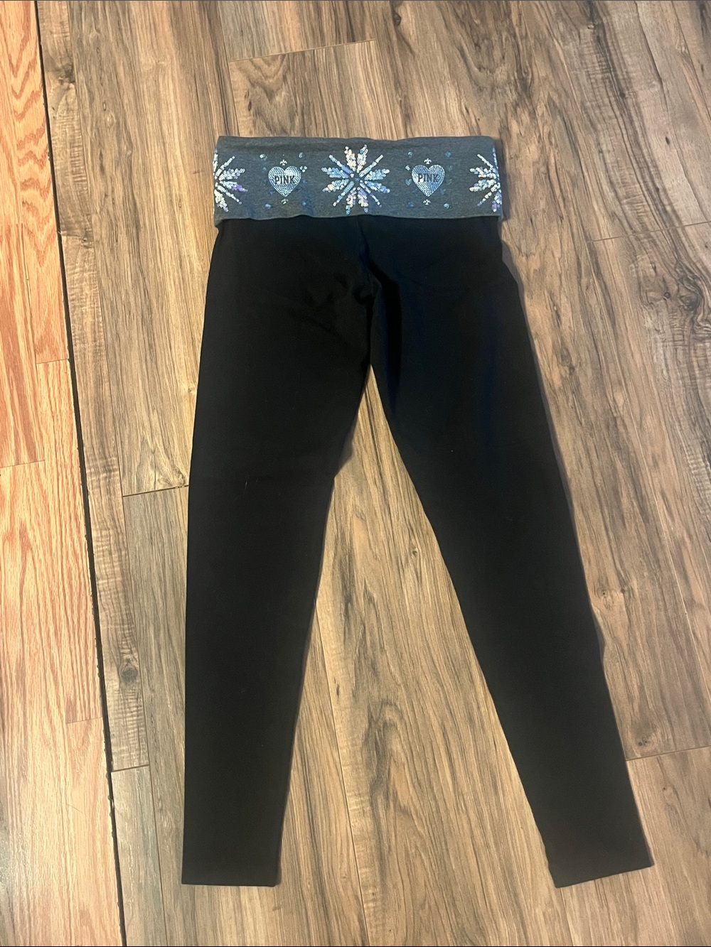 Victoria's Secret PINK BLING Snowflake Leggings Size S Sequin Waistband